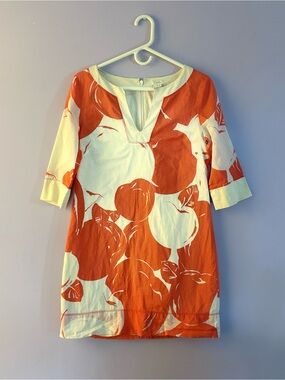 J. Crew Cream & Orange Cotton Dress